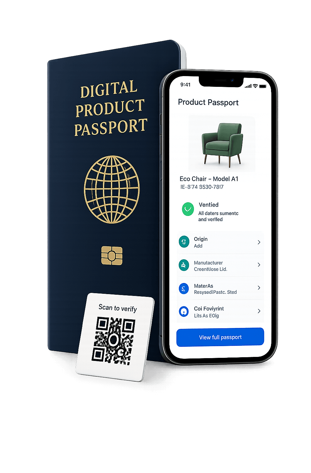 Digitaler Produktpass mit mobiler Passansicht und QR-Karte
